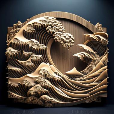 3D model great wave (STL)